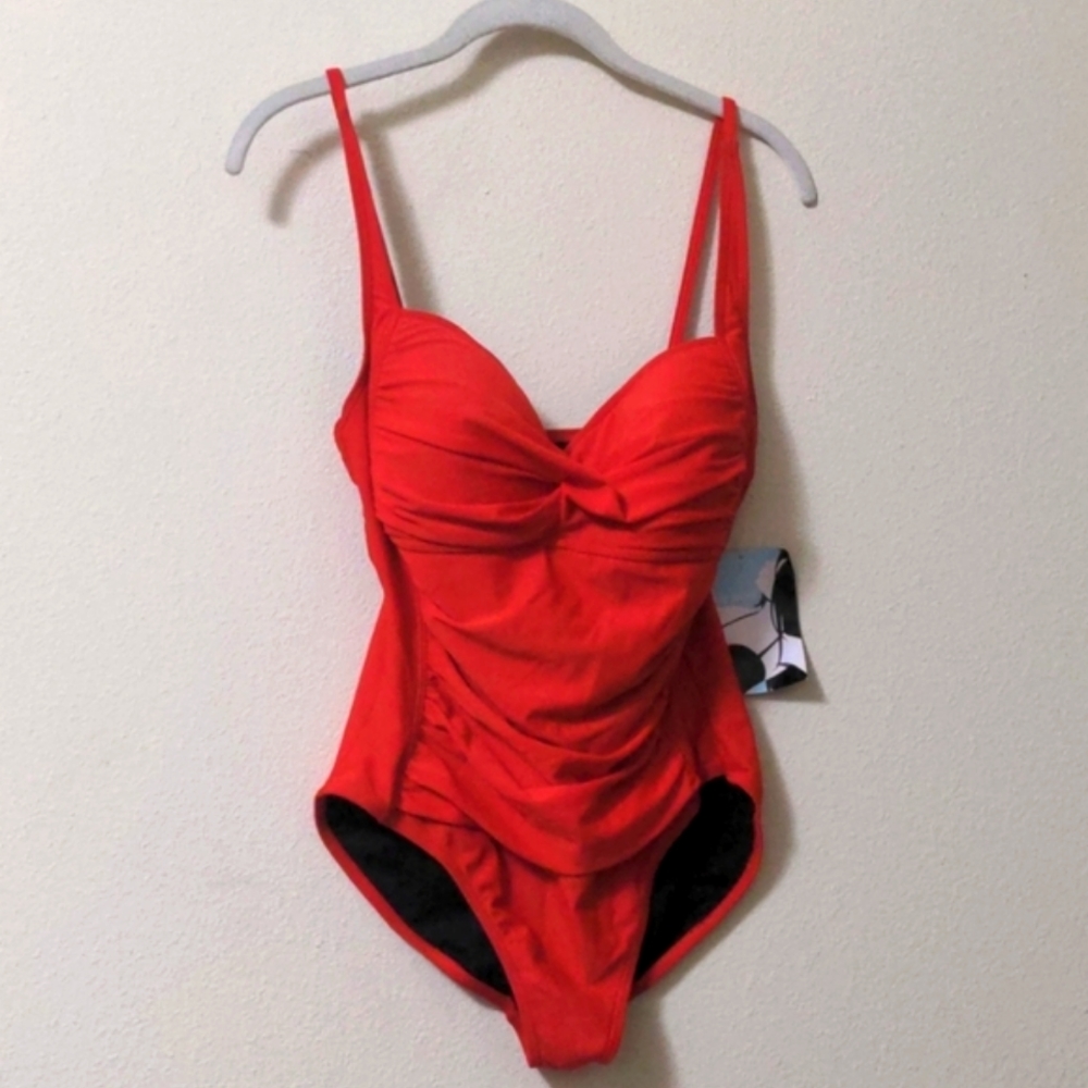 Brand new ONE PIECE Bathingsuit by Simply Swim SZ.10 RED Tummy Control